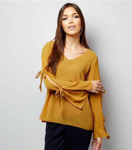 Loving This Yellow Tie Sleeve Top | New Look