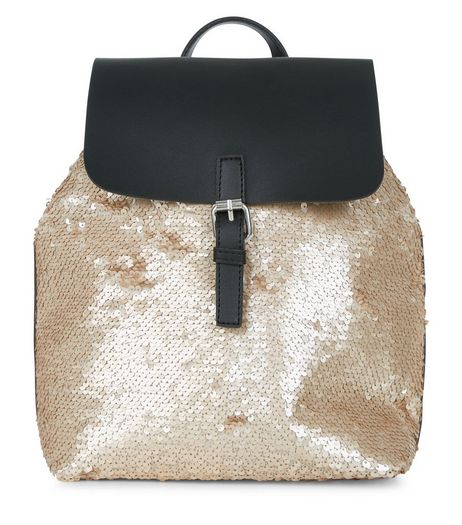 Gold Sequin Backpack | New Look