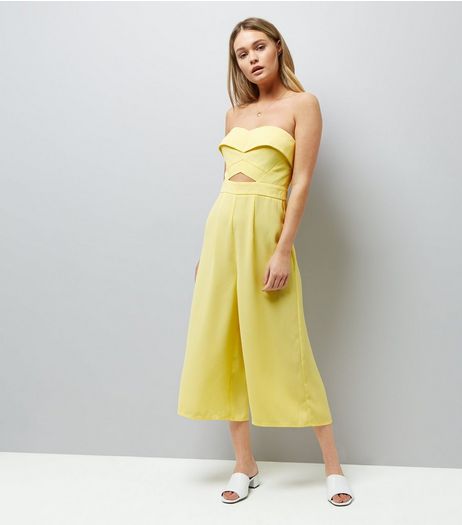 Yellow Cut Out Front Culotte Jumpsuit | New Look