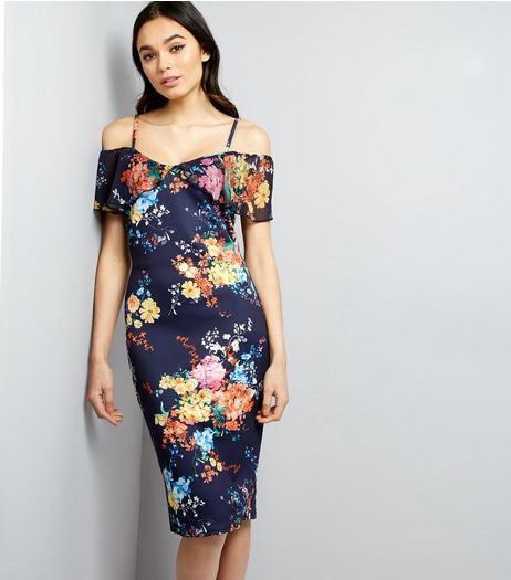 Blue Vanilla Navy Floral Print Dress | New Look