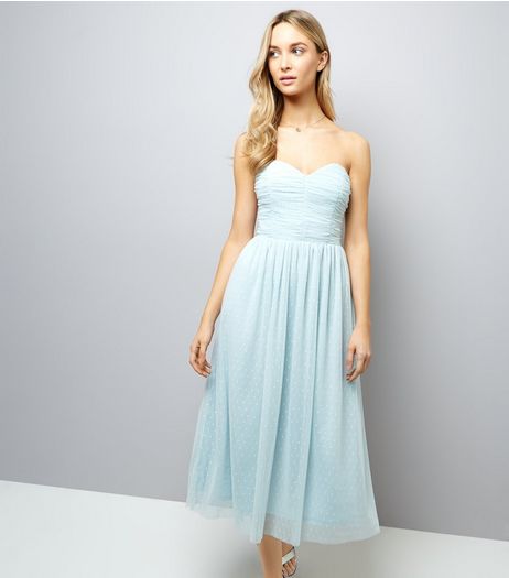 Pale Blue Premium Mesh Bandeau Dress | New Look