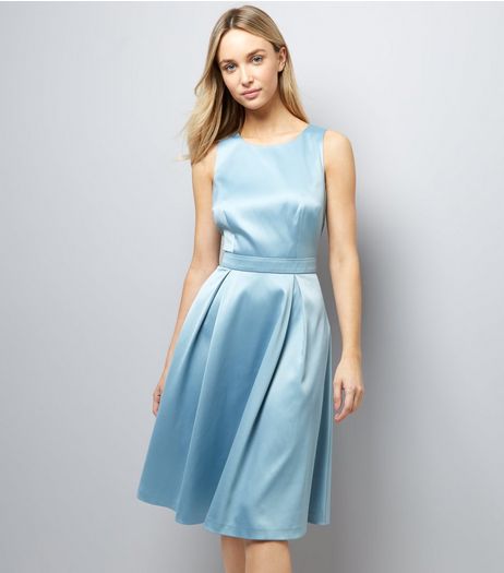 Bright Blue Sateen Midi Prom Dress | New Look