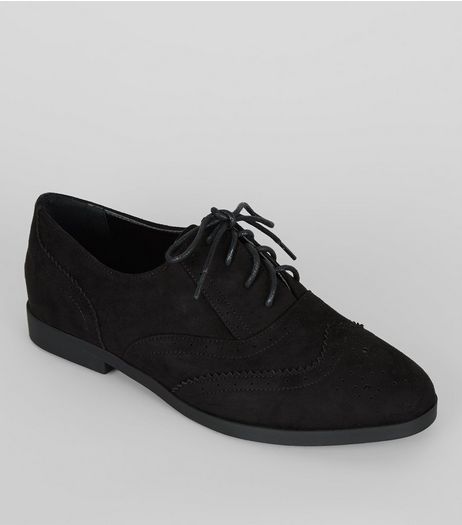 Black Suedette Lace Up Brogues | New Look