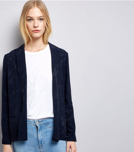 Navy Floral Jacquard Blazer | New Look