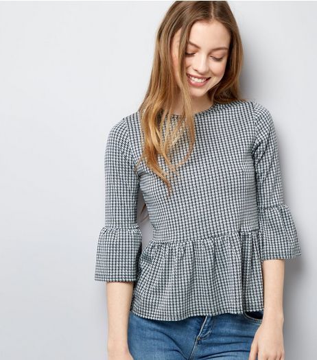 Pink Vanilla Black Gingham Peplum Hem Top | New Look