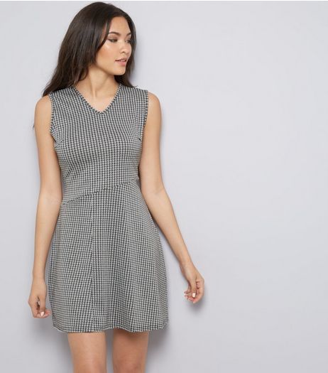 Pink Vanilla Black Dogtooth Pattern Skater Dress | New Look