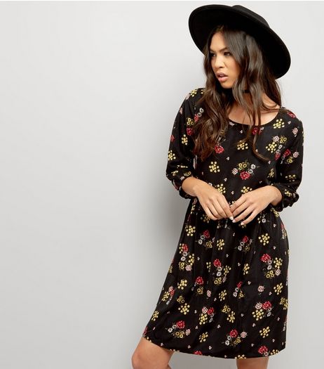 Apricot Black Ditsy Floral Print Smock Dress | New Look