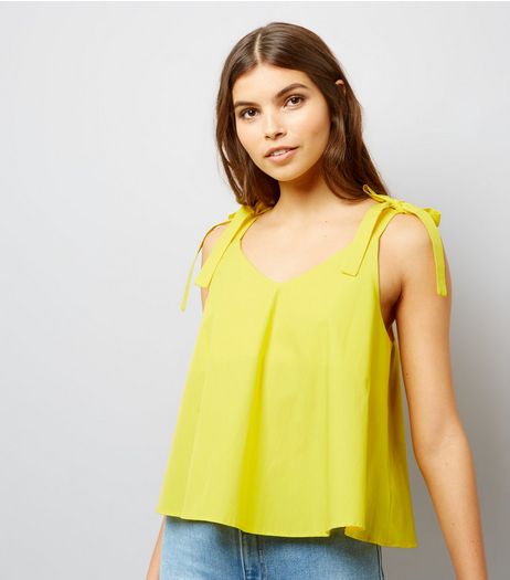 Yellow Tie Strap Cami Top | New Look
