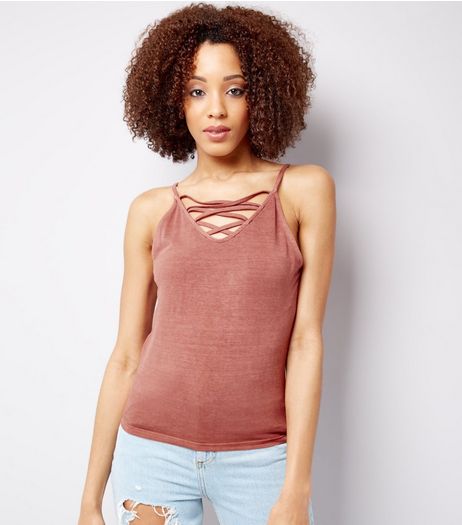 Light Brown Lattice Front Vest | New Look