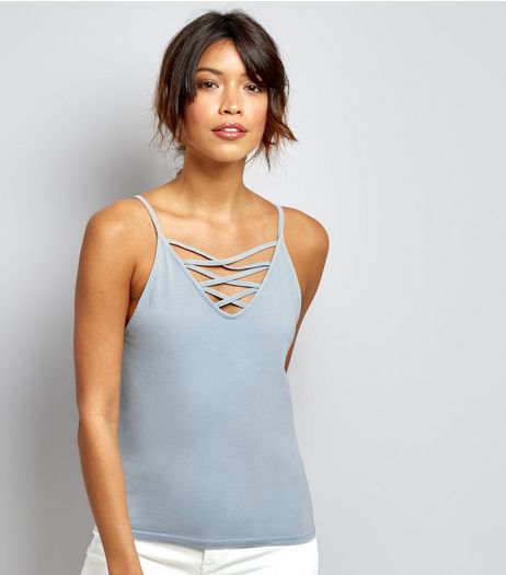 Blue Lattice Front Vest | New Look