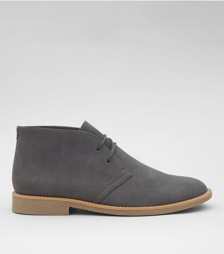 Grey Suedette Desert Boots | New Look