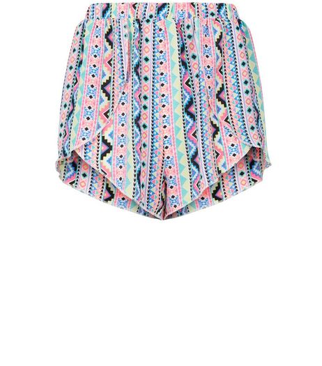 Teens Neon Multicoloured Aztec Print Shorts | New Look