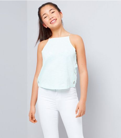 Teens Mint Green Lace Up Side Cami Top | New Look