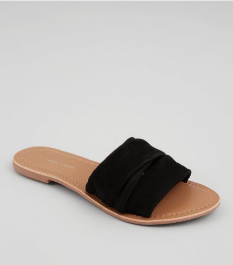 Wide Fit Black Suede Mules | New Look