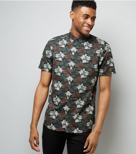 Burgundy Floral Short Sleeve Shirt | New Look