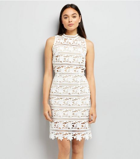 White Premium Lace Sleeveless Bodycon Dress | New Look