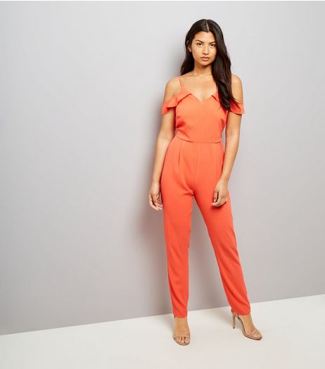 Orange Cold Shoulder Jumpsuit | New Look