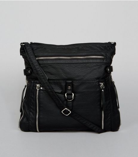 Black Zip Detail Cross Body Bag | New Look