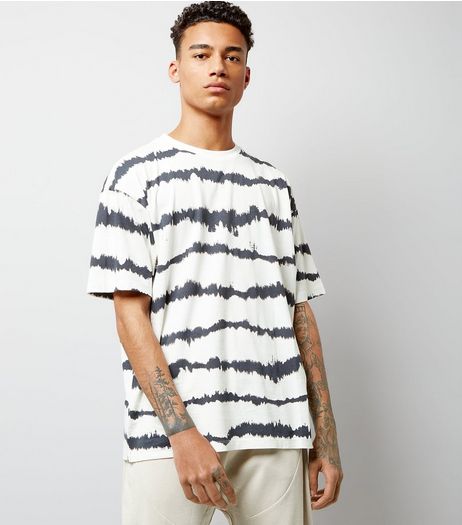 White Tie Dye Stripe Print T-Shirt | New Look