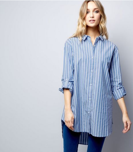 Blue Vanilla Blue Stripe Oversized Shirt | New Look