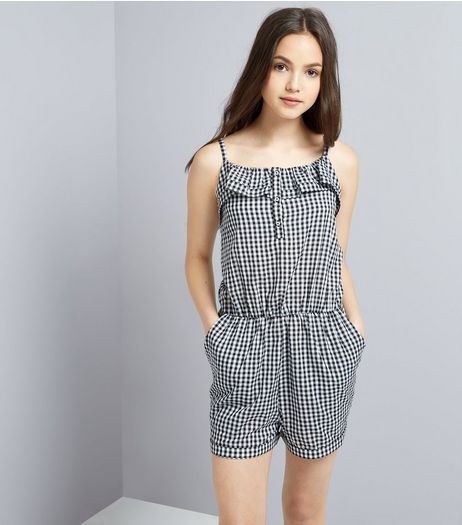 Teens Black Gingham Playsuit | New Look