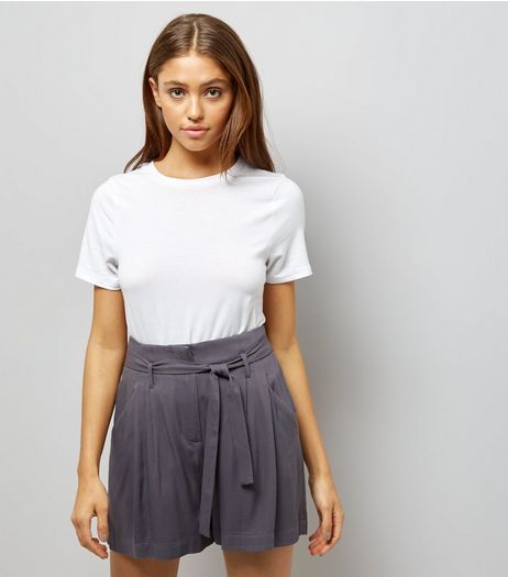Dark Grey Tie Waist Shorts | New Look