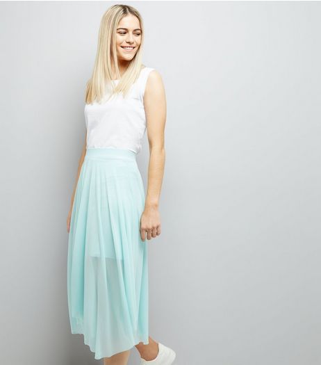Mint Green Mesh Hanky Hem Skirt | New Look