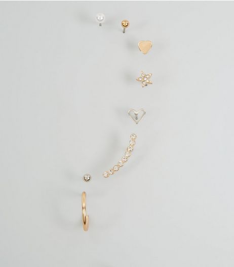 Gold Mixed Crystal Earring Set | New Look