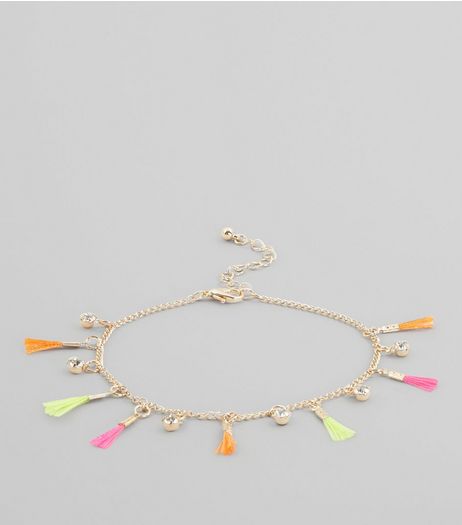 Gold Tassel Trim Anklet | New Look