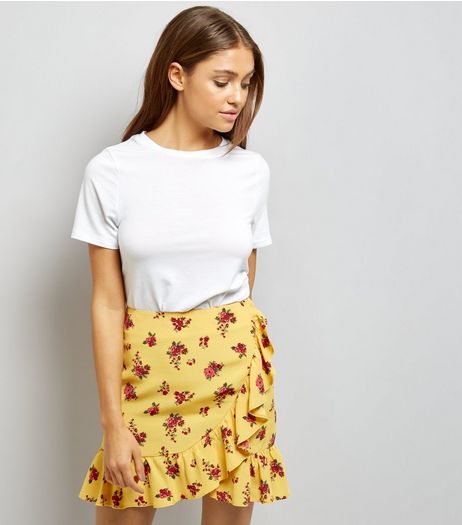 Yellow Ditsy Floral Print Frill Trim Mini Skirt | New Look