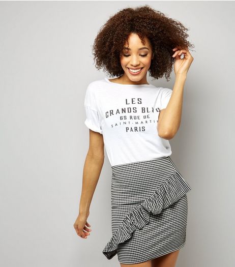 Black Gingham Frill Trim Mini Skirt | New Look