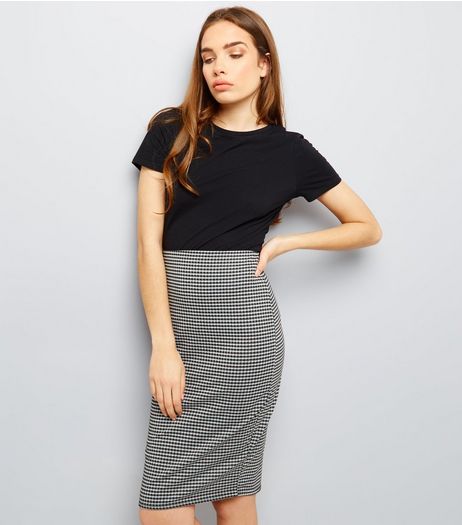 Black Gingham Pencil Skirt | New Look