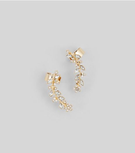 2 Pack Gold Crystal Leaf Ear Cuffs | New Look