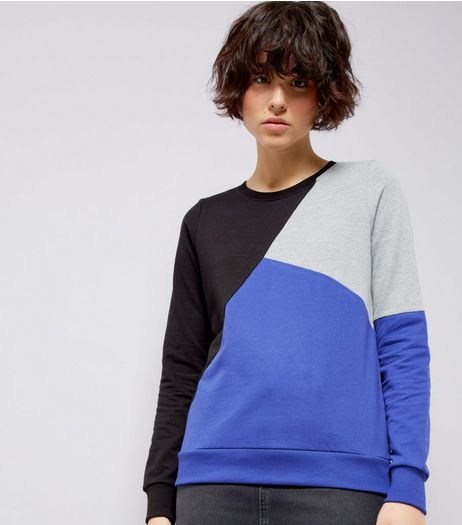 Noisy May Black Colour Block Sweater | New Look