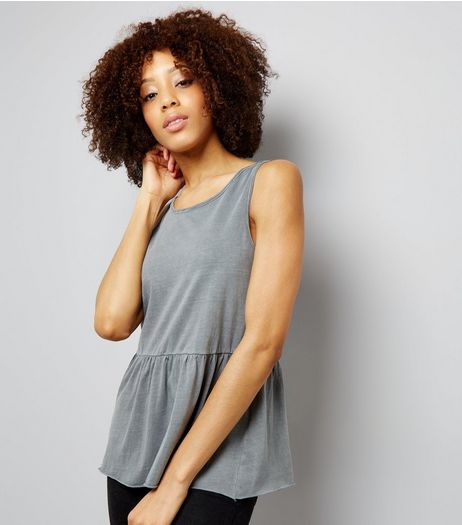 Grey Peplum Hem Tank Top | New Look