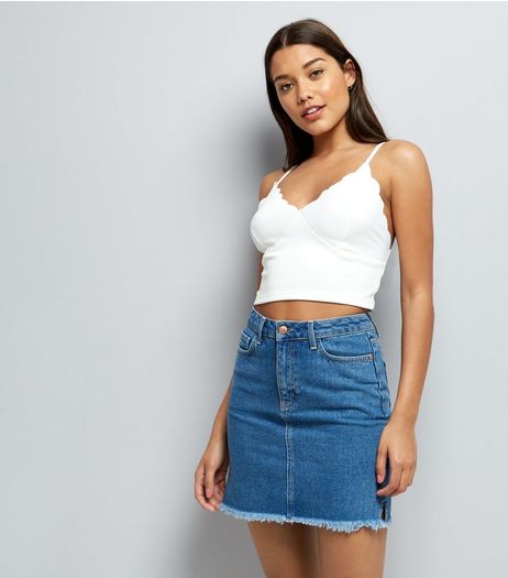 Cream Scallop Trim Bralet | New Look