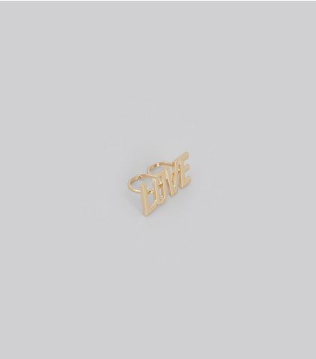 Gold Love Double Ring | New Look