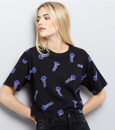 Blue Jellyfish Print Crop Top | New Look