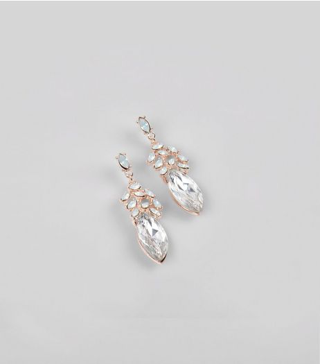 Silver Crystal Drop Stud Earrings | New Look