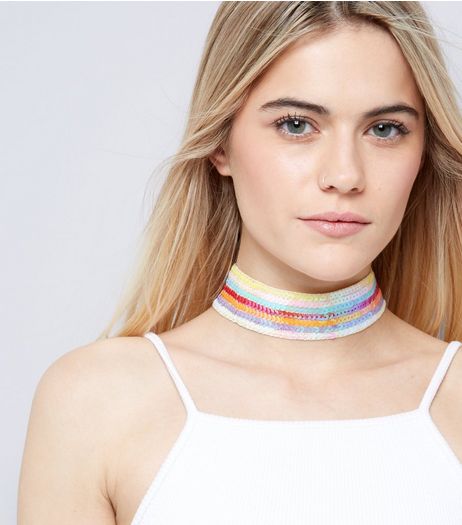 Rainbow Sequin Choker | New Look