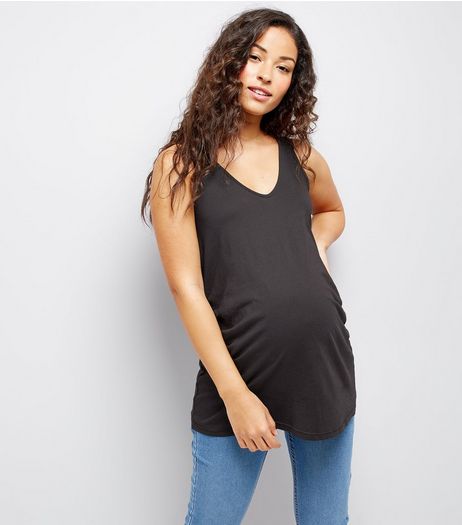 Maternity Black V Neck Longline Vest | New Look