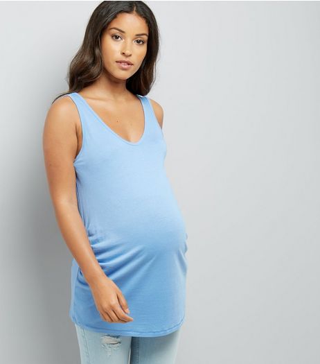 Maternity Blue V Neck Longline Vest | New Look