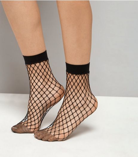 Black Oversized Fishnet Socks | New Look