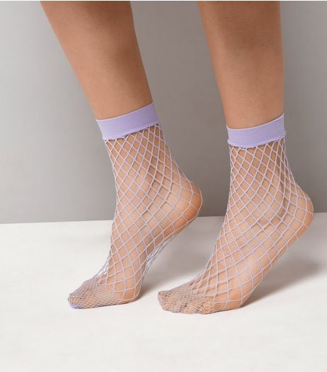 Lilac Oversized Fishnet Socks | New Look