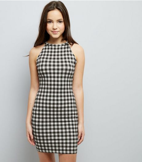Teens Black Gingham Bodycon Dress | New Look
