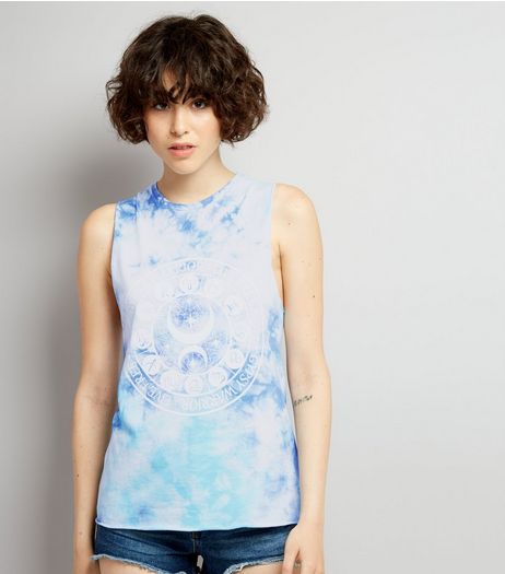 Blue Tie Dye Ladder Back Tank Top | New Look