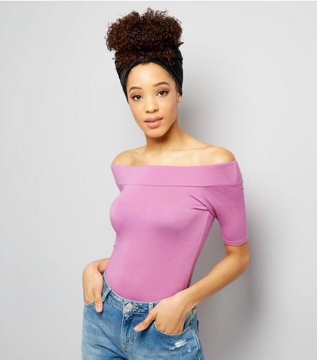 Light Purple Bardot Neck 1/2 Sleeve Bodysuit | New Look
