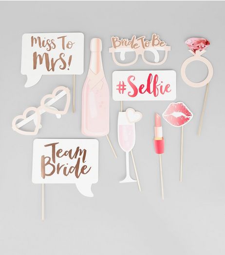Gold and White Team Bride Photo Booth Props | New Look