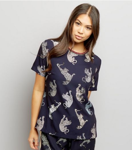 Anita and Green Navy Leopard Print Top | New Look