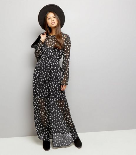 Anita and Green Black Bird Print Maxi Dress | New Look